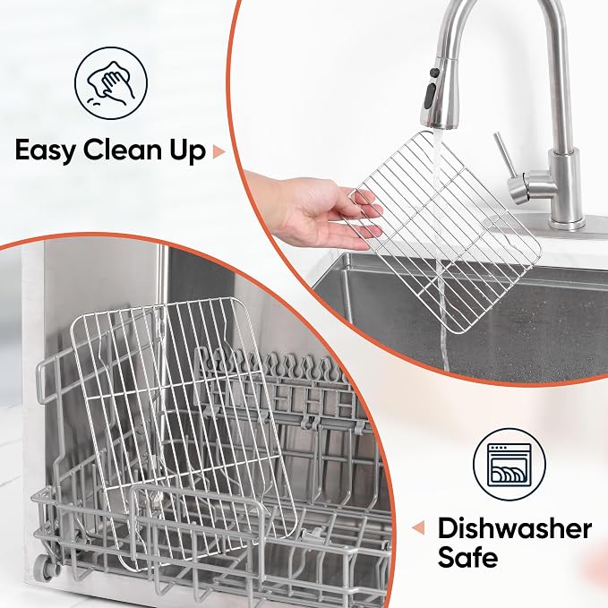 Homikit 2 Pack Cooling Rack for Baking, 8.7 * 6.3 Inch Mini Stainless Steel Metal Roasting Grilling Cooking Racks, Fits Small Toaster Oven, Dishwasher Safe, Heavy duty & Rust Resistant
