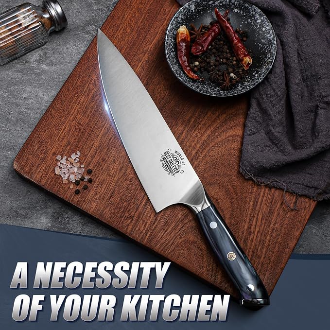 Huusk Fathers Day Gift Idea for Dad - 8" Chef Knife for Kitchen - Birthday Gift Idea for Dads - Best Dad Ever - Stainless Kitchen Knife with Resin Handle, Full Tang Cooking Knives
