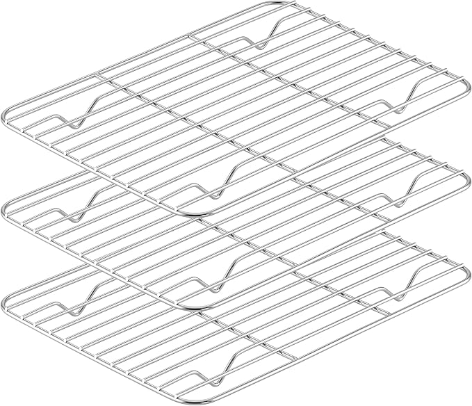 Herogo 8.6” x 6.3” Cooling Rack, 3 PCS Mini Stainless Steel Baking Racks | Rust-resistant & Heavy-duty, Oven & Dishwasher Safe, Baking Cooking Wire Rack, for Cookie Bread Bacon