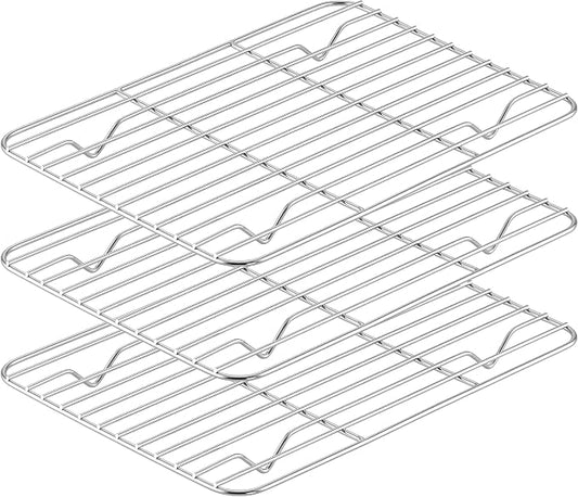 Herogo 8.6” x 6.3” Cooling Rack, 3 PCS Mini Stainless Steel Baking Racks | Rust-resistant & Heavy-duty, Oven & Dishwasher Safe, Baking Cooking Wire Rack, for Cookie Bread Bacon