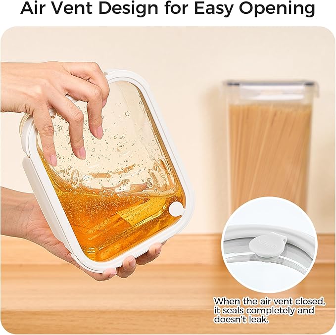 Vtopmart 5 Pack Glass Food Storage Containers with Glass Lids & Air Vent | Meal Prep & Leftover Storage Containers for Kitchen, Lunch and Refrigerator, Microwave Oven Freezer Dishwasher Safe