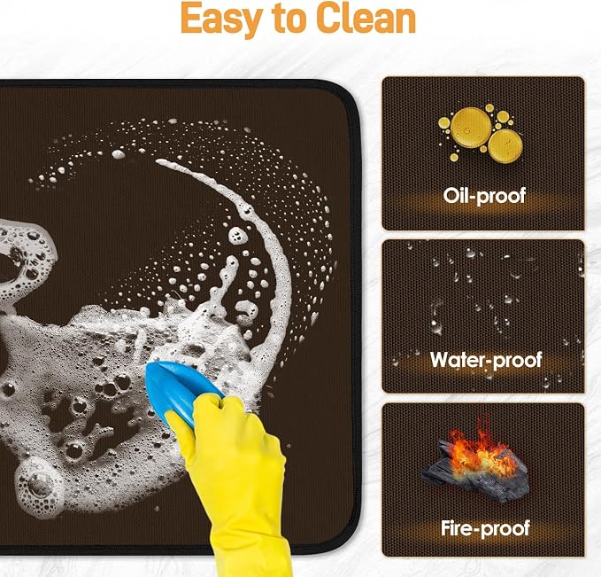 2 PCS Heat Resistant Mats for Countertop Air Fryer, 18x15in, Brown | 1022 ℉ Fireproof mat, air fryer accessories for ninja, cosori, waterproof hot pads for kitchen toaster, oven, coffee maker