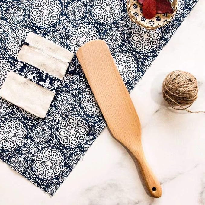 Wooden spurtles set 4pcs of Cooking Utensils,Natural beech Spatulas for cooking, wood spoon for cooking,Slotted Spurtles kitchen tools for Stirring, Mixing