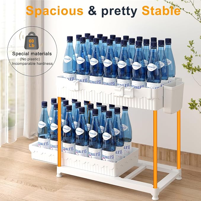 3-Pack 2-Tier Under Sink Organizers with Sliding Drawers | Multi-use kitchen & bathroom storage, 12.8 inch white cabinet organizer, space-saving sliding drawer design.