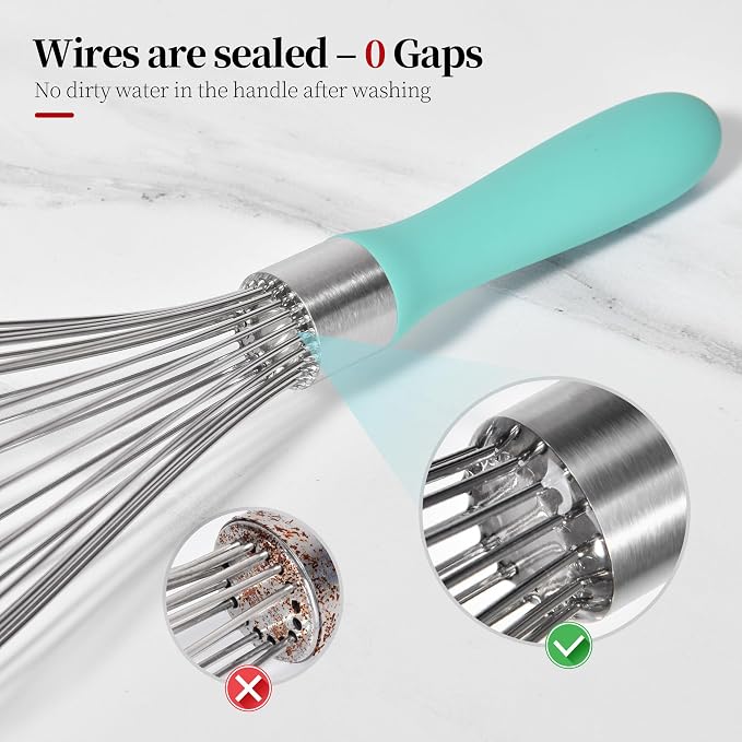 18/8 Stainless Steel Balloon Whisk for Cooking (Large, Aqua Sky) | Heavy Duty Metal Kitchen Wire Whisker Wisking Tool Egg Beater Hand Mixer for Mixing Baking Beating Stirring Sauce Flour