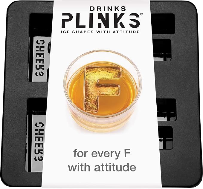 DRINKSPLINKS Custom Letter F Ice Cube Molds. Monogram Ice Cube Mold with Initials. Large Monogrammed Silicone Trays for Bourbon, Whiskey and Cocktails. Fun, Customized Gifts for Men and Women.