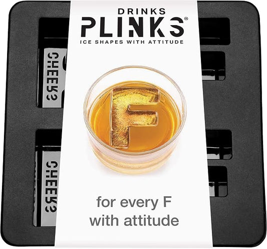 DRINKSPLINKS Custom Letter F Ice Cube Molds. Monogram Ice Cube Mold with Initials. Large Monogrammed Silicone Trays for Bourbon, Whiskey and Cocktails. Fun, Customized Gifts for Men and Women.