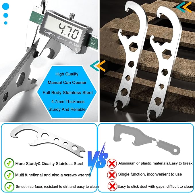 Bucket Opener Paint Can Opener Tool 5 Gallon Lid Opener Remover Wrench Manual Can Opener Spanner for Home Industrial Use Portable Multi-Size Multifunctional Adjustable Wrench 2pcs