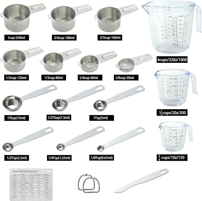 20PCS Measuring Cups and Spoons Set, Mituer Stainless Steel Nesting Kitchen Cooking Baking Measuring Set for Dry and Liquid Ingredients