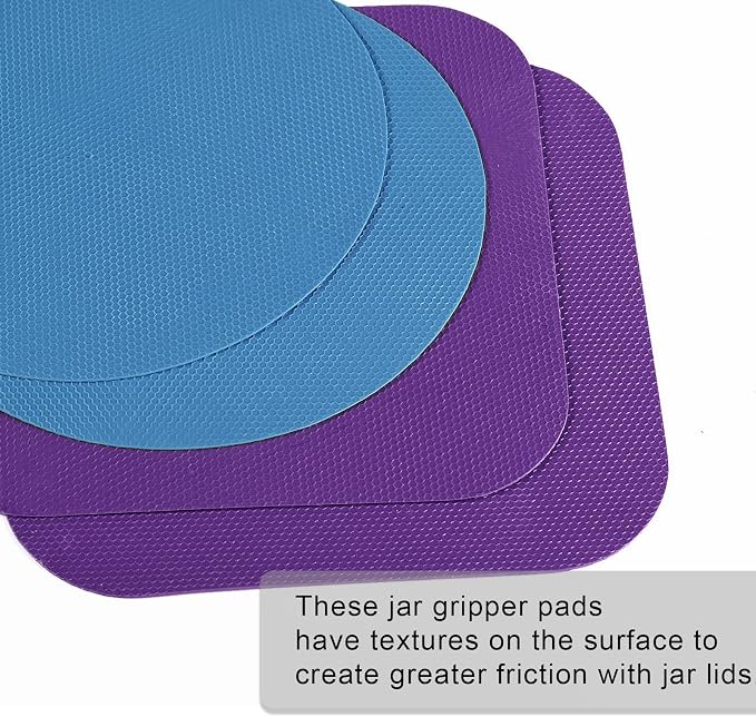 LUTER 4pcs Jar Opener Gripper Pad for Seniors with Weak Hands, Rubber | Multi-function Silicone Bottle Opener Lid Cap Rubber Gripper Pads Kitchen Coasters Gadgets, Purple, Blue