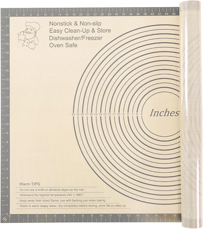 Silicone Pastry Mat 36x24 Inch Extra Large Baking Mat with Measurements, Nonstick Kitchen Counter Mats for Dough, Pastry, Dough Rolling, Kneading Board, Pie Crust, Fondant, Bread, Pasta, Pizza