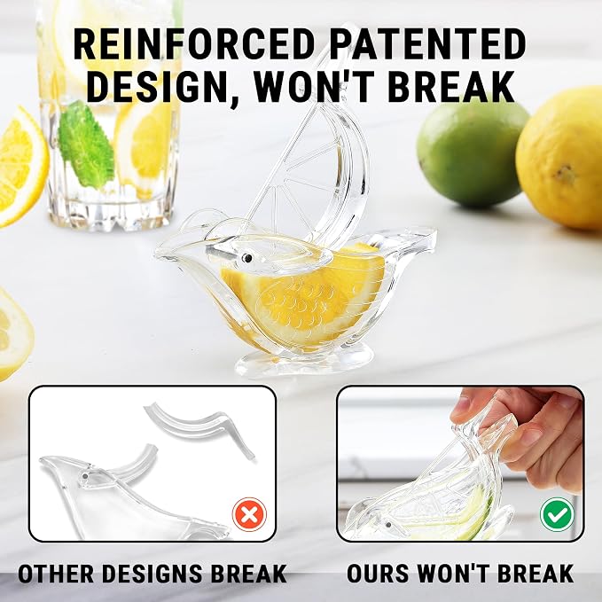Zulay Kitchen Bird Lime Squeezer – Easy Bird Lemon Squeezer with Pour Spout – Durable Plastic Citrus Press for Lime Wedges & Slices – Fun Bird Design Juicer for Bar, Holiday Gifts – 2 Pack
