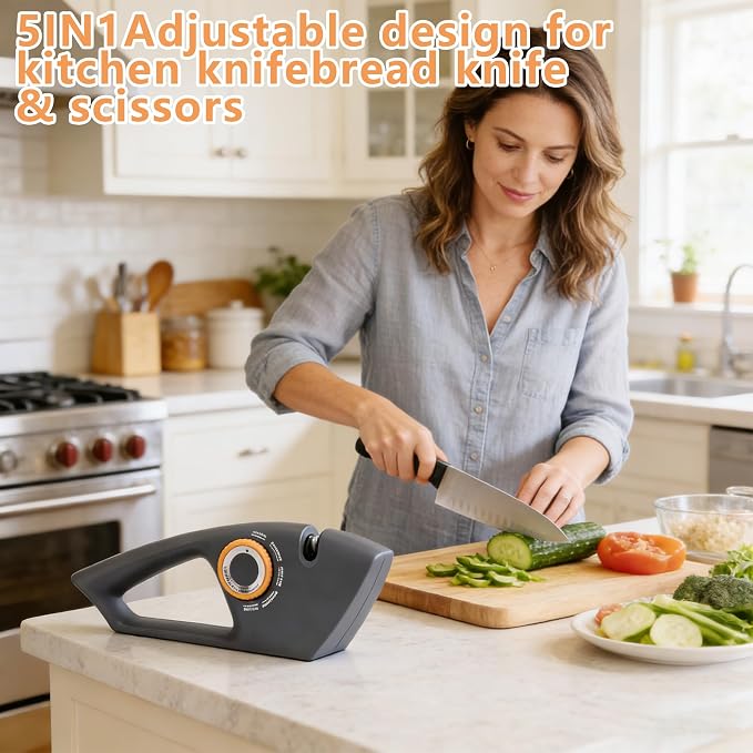 5 in 1 Versatile Manual Knife Sharpener, 5 Stages Knife Sharpeners Professional Chef's Kitchen Knife Accessories, Kitchen Blade & Scissors Sharpening Tool, Easy to Use, for Kitchen Knife