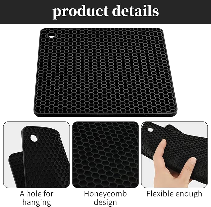 Silicone Trivets for Hot Dishes, Pots and Pans, Hot Pads for Kitchen, Merlot Red Silicone Pot Holders Mats for Kitchen Quartz Counter Heat Resistant Mat, Flexible Table Trivet Mat Set 4