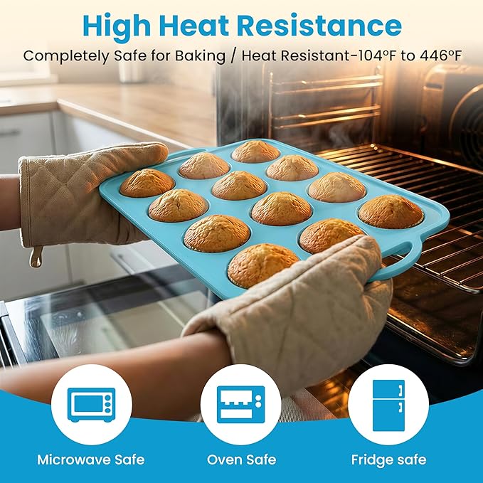 2Pack Silicone Muffin Pan for Baking - Cupcake Pans with Metal Frame