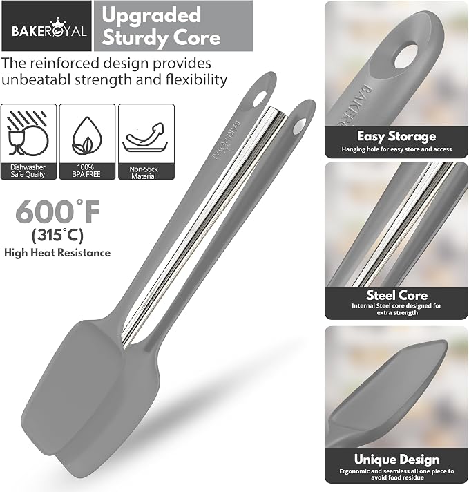 BakeRoyal Silicone Spatulas Set - Gray