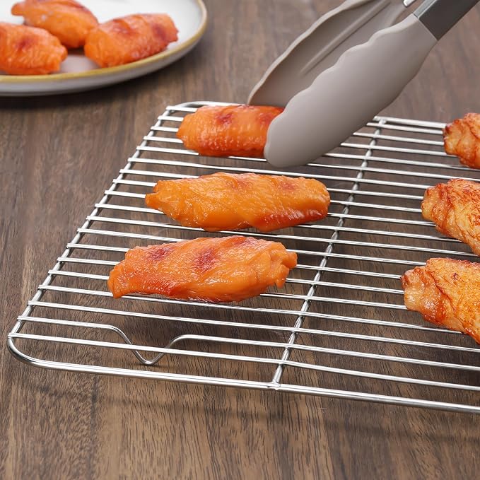 Homikit 4 PCS Cooling Racks for Quarter Sheet Pan, 12"x 9" Oven Baking Rack | Stainless Steel Wire Rack Set for Cooking Roasting Grilling, Heavy Duty Metal Wire Oven Rack for Bacon Bread Pizza Cookies