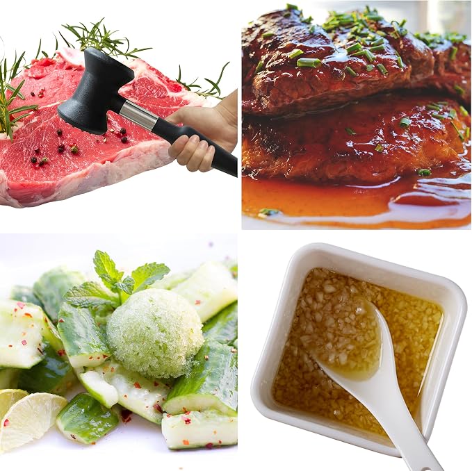 Meat Tenderizer Mallet, Meat Hammer Tenderizer, Kitchen Meat Mallet for Chicken, Veal Cutlets, Ground Beef & Steak, Kitchen Essentials Meat Tenderizer Tool, Meat Pounder Flattener with Non-Slip Grip