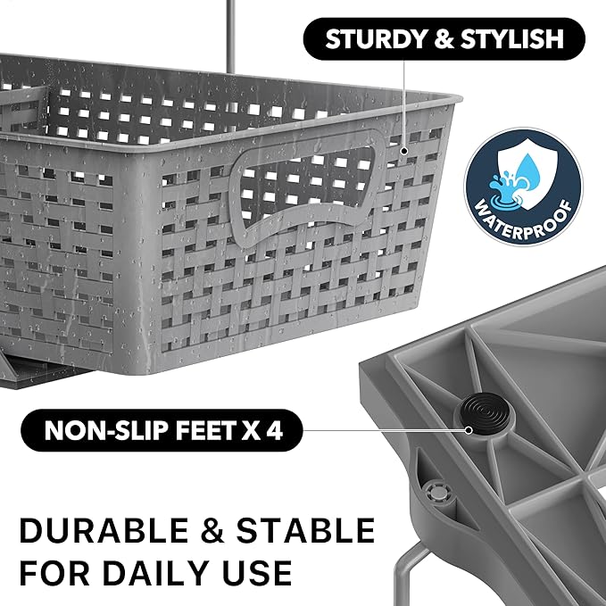 Simple Houseware 2 Tier Pull-Out Sliding Drawer Under Sink Storage, Gray | Great for Kitchen Bathroom Tray Shelf Organizer