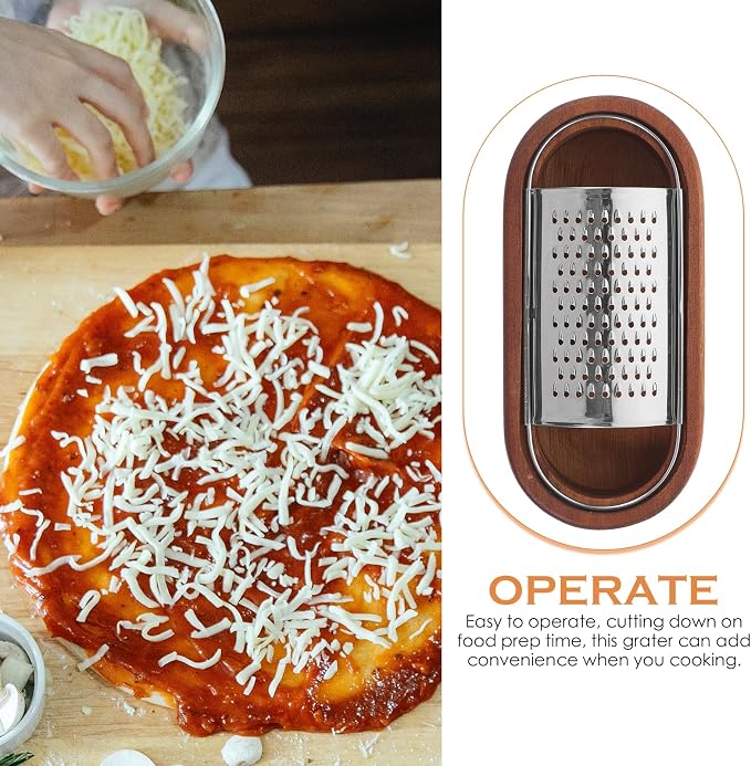 Luxshiny Stainless Steel Cheese Grater with Wooden Box - Multifunctional Vegetable Shredding Tool for Effortless Grating and Slicing in Kitchen