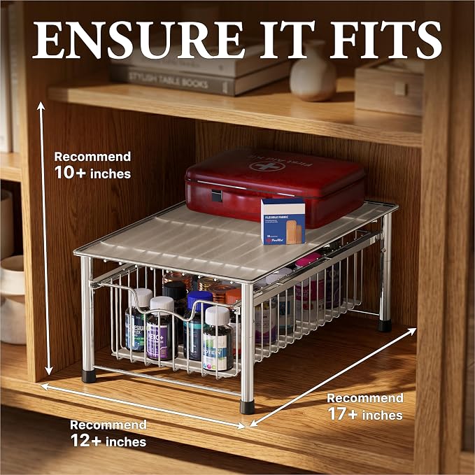 Simple Houseware Stackable Basket Drawer, Chrome