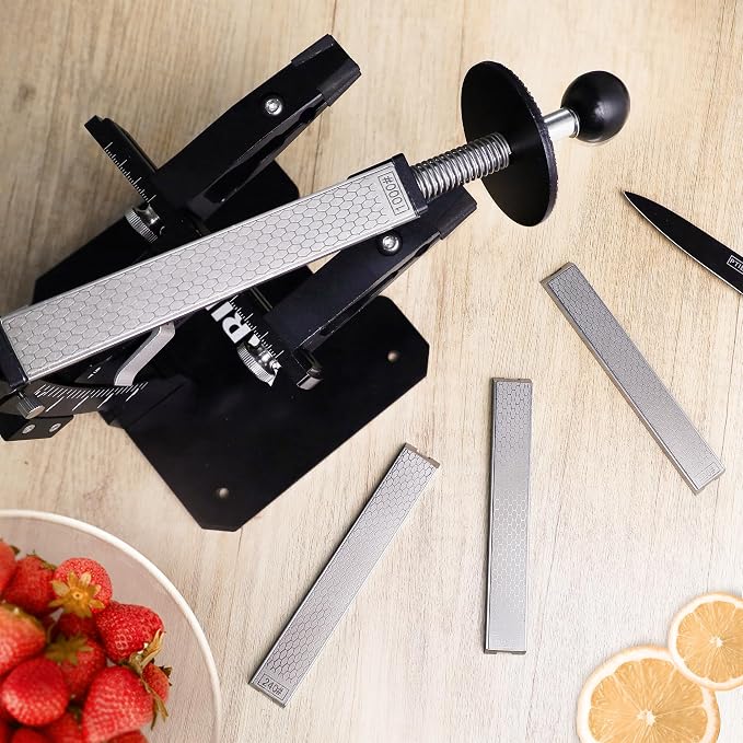 4 PCS Diamond Knife Sharpening Stones Set with Aluminum Base 6.2×0.9", Diamond Plates Kit for XARILK type Sharpeners System, 240# 400# 600# 1000# Grit