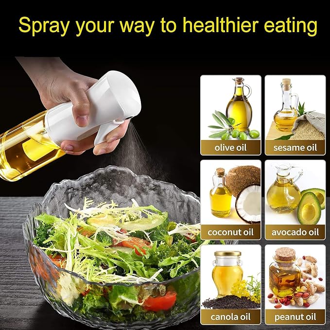 Oilve Oil Sprayer for Cooking - Glass Bottle Spray - 6.7 fl.oz | Fine Mist Mister for Air Fryer, Salad & BBQ Refillable Oil Dispenser for Healthy Meal Prep & Kitchen Organization