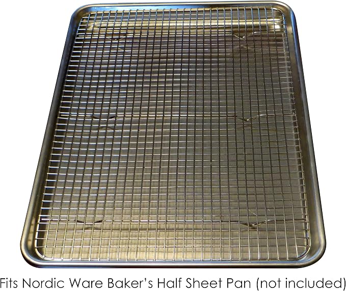 Stainless Steel Cooling Rack - Heavy Duty and Oven Safe, Good for Cooling, Baking and Roasting - Fits Half Sheet Pans - Perfect for Cookies, Cakes & More (12" x 17")