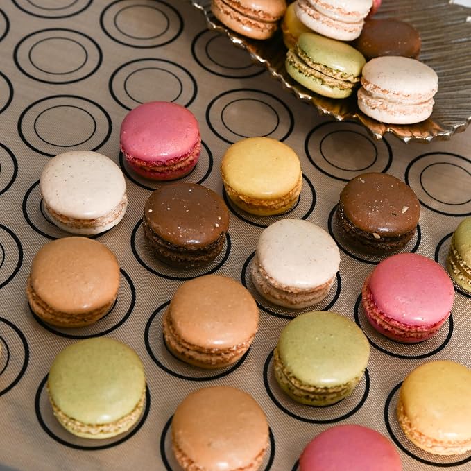 Macaron Baking Mat Silicone Non Stick, 3/4 Sheet Reusable Pack of 3 Gray | Non-Stick Macaron Mat for Easy Baking, Heat Resistant & Dishwasher Safe, Reusable & Eco-Friendly, For Cookies & More, 13x19”