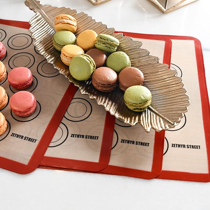 Macaron Baking Mat Silicone Non Stick, Full Sheet Reusable Pack of 2 Red | Non-Stick Macaron Mat for Perfect Baking, Dishwasher & Oven Safe, For Macarons, Cookies, Bread and More, 16x24” (40x60cm)