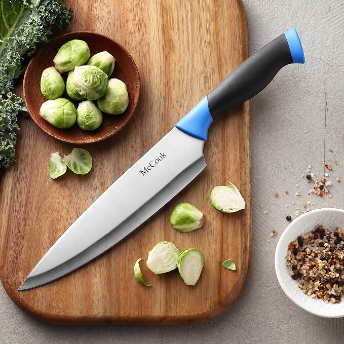 McCook Knife Sets, German Stainless Steel Kitchen Knife Block Sets with Built-in Sharpener