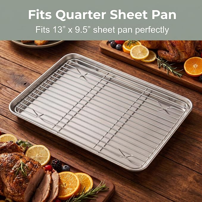 Herogo Baking Cooling Rack Set of 2, 11.6” x 9” Wire Racks for Cooking | Stainless Steel, Oven & Dishwasher Safe, Kitchen Bakeware Baking Rack, for Cooking Roasting Grilling
