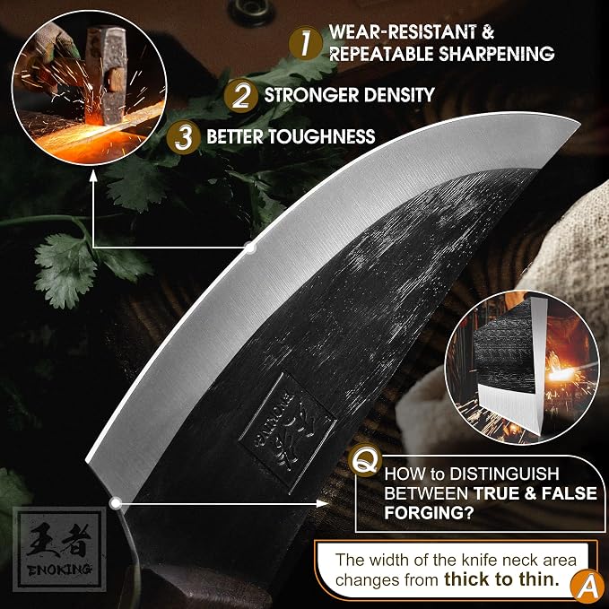 ENOKING Mini Viking Knife, 5.9 Inch Japanese Chef Butcher Knife, Meat Cutting with Sheath Hand Forged, Full Tang Meat Cleaver for Home Kitchen & Outdoor