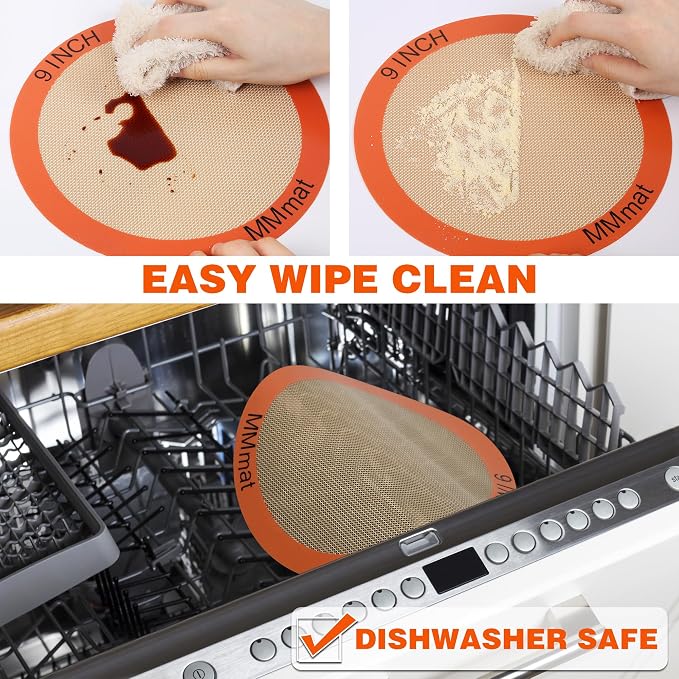 Best German Silicone Baking Mats - 12 inch | Set of 2 Round Non-Stick Reusable Air Fryer Linner, Non Slip, BPA Free, PFOA Free, Non-toxic, Dishwasher Safe