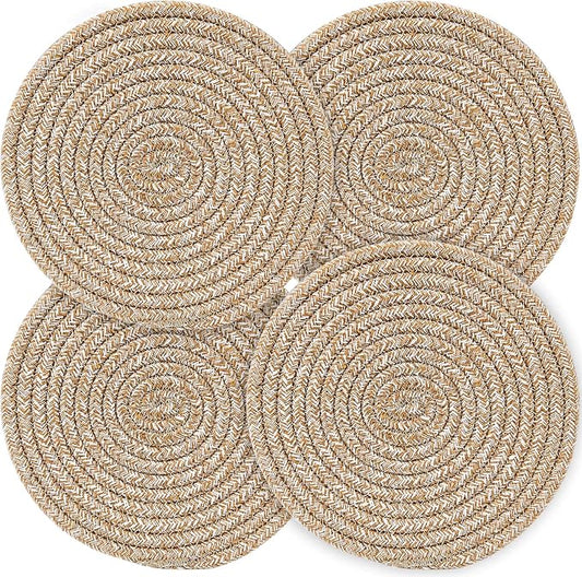 Pot Holders Trivets Set,Potholders for Kitchens, 100% Pure Cotton Thread Weave Trivets for Hot Dishes/Pot/Bowl/Teapot/Hot Pot Holders (24 cm, 4pack)