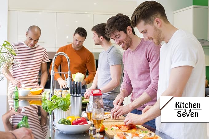 Universal Knife Block - Stainless Steel Kitchen Knife Holder Without Knives - Round Space -Saver Knife Storage Stand safely stores knives while keeping blades clean and sharp