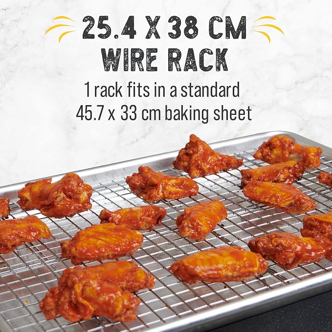 Checkered Chef Cooling Rack for Cooking and Baking - 10" x 15" Set of 2 Stainless Steel, Oven Safe Grid Wire Cookie Cooling Racks | Oven Safe, Grid Wire, Stainless Steel