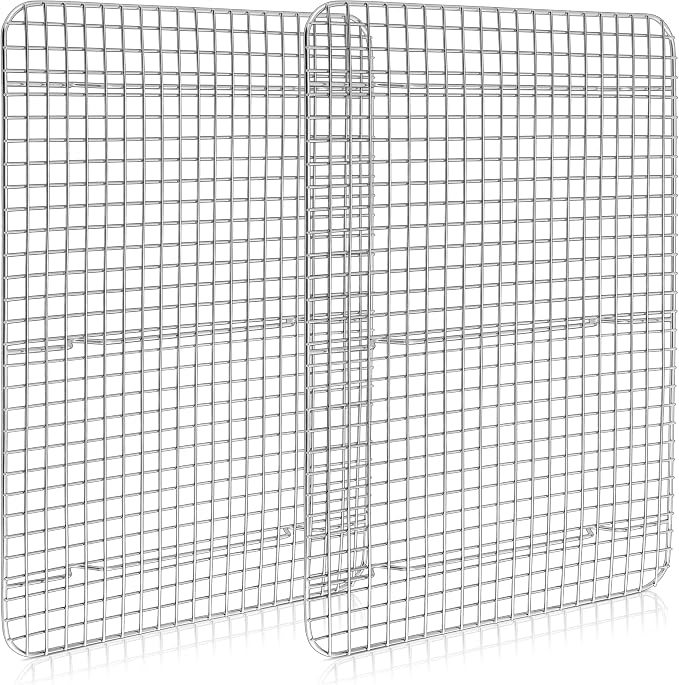 Homikit 16.5"x11.5" Stainless Steel Large Cooling Racks Fit Half Sheet Pan | 2 Pack Big Baking Wire Rack Set, Oven Cookie Racks for Bacon Bread Pizza, Metal Grilling Grids, Heavy Duty, Dishwasher Safe