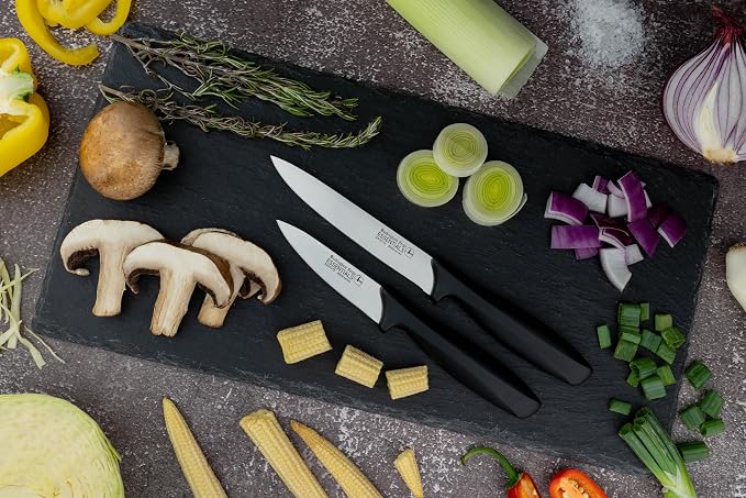 Rockingham Forge Essentials 8007 Range Lightweight Stainless Steel 3.5” Paring Knife with Black Handle, Individually Carded
