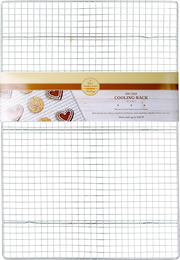 Mrs. Anderson's Baking Professional Cooling Rack, Heavy Duty Steel, Fits Two-Thirds Sheet Pans, 21 x 14.5 x 0.75-Inches