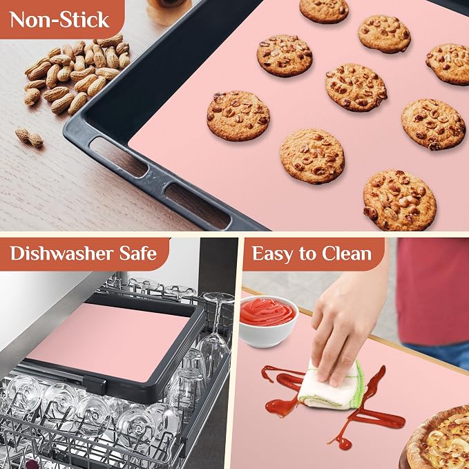 GTJ Silicone Baking Mat Roll, Reusable Baking Sheet Liners, 16 in x 10 ft | Free Cut to Size, Food-Grade, Non-Stick, Non-Slip, For Dough, Pastry, Air Fryer, Freeze Dryer, Oven Pan, Kitchen Counter