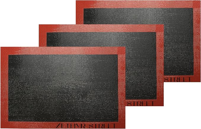 Perforated Silicone Baking Mats - Eclair Mat, 3/4 Sheet 13x19in, Pack of 3 | Eclair Silicone Baking Mat, Nonstick Reusable Breathable Air Mat, Heat Resistant, For Pizza, Pastry, Pie Crust, Sugar Cookie