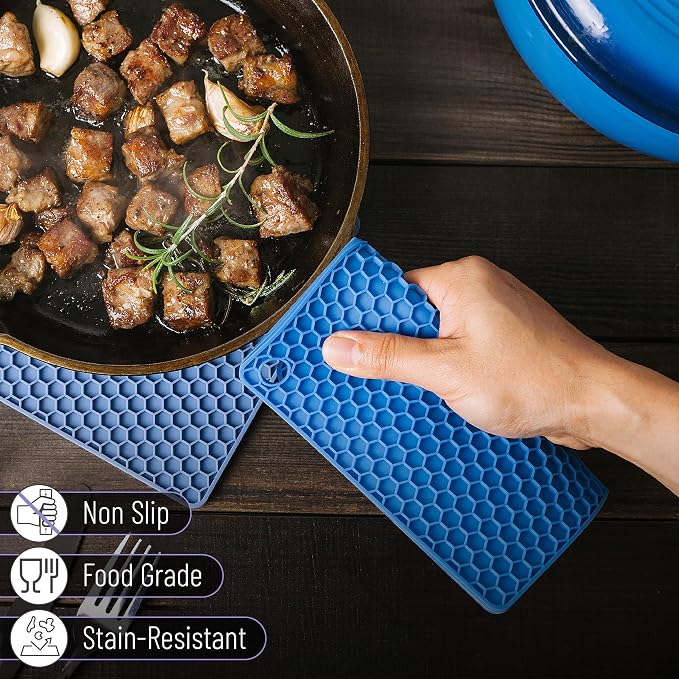 BTaT Silicone Trivet Mats, 2 Pack, Gray Silicone Trivets for Hot Pots and Pans