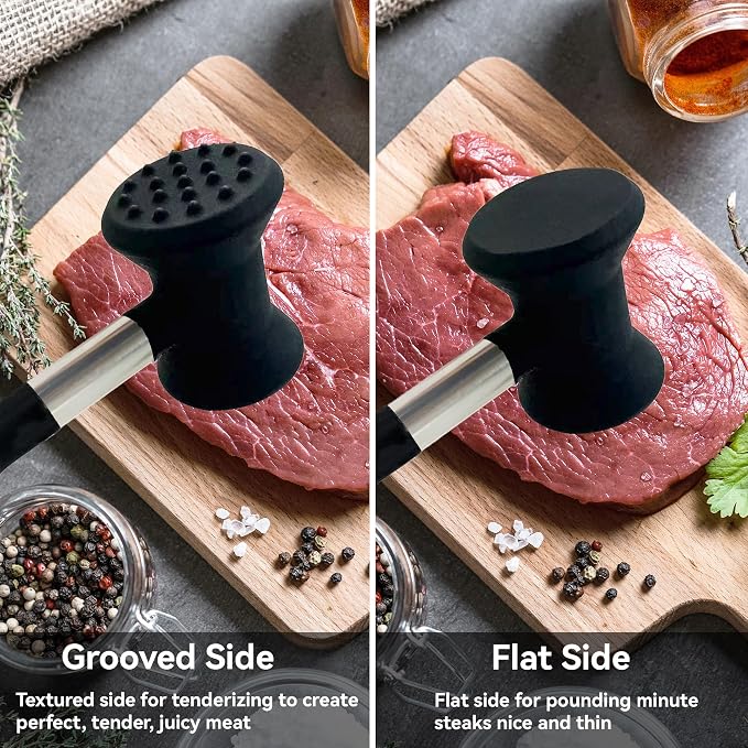 Meat Tenderizer Mallet, Meat Hammer Tenderizer, Kitchen Meat Mallet for Chicken, Veal Cutlets, Ground Beef & Steak, Kitchen Essentials Meat Tenderizer Tool, Meat Pounder Flattener with Non-Slip Grip