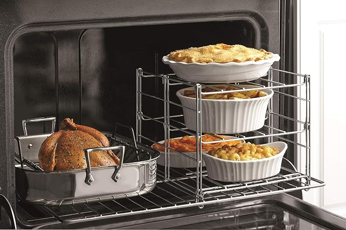 Nifty 3-Tier Oven Rack – Non-Stick, Dishwasher Safe, Use for Cooking Casseroles, Compact Collapsible Kitchen Storage, Chrome-Plated Steel Construction