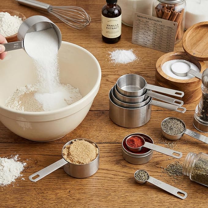 Measuring Cups Set,OLULU 18/8 Stainless Steel 8-Piece Metal Measuring Cups, Professional Measuring Cups for Home Kitchen Baking and Cooking.