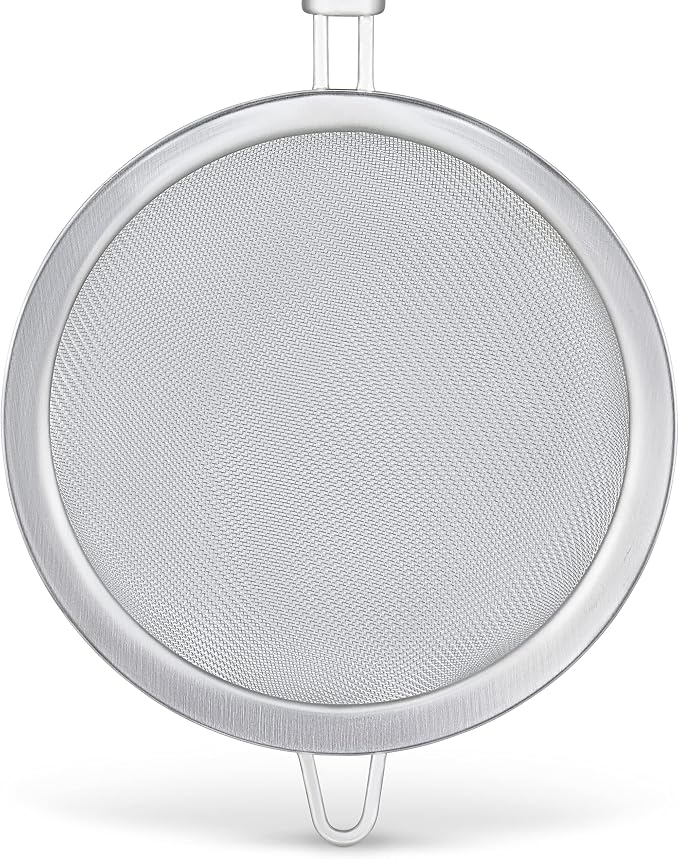 Culinare Naturals Sieve, Sustainable Bamboo/Stainless Steel, 33 cm x 16 cm, Kitchen Food Strainer Utensil/Tool, Fine Mesh Metal, Not Dishwasher Safe