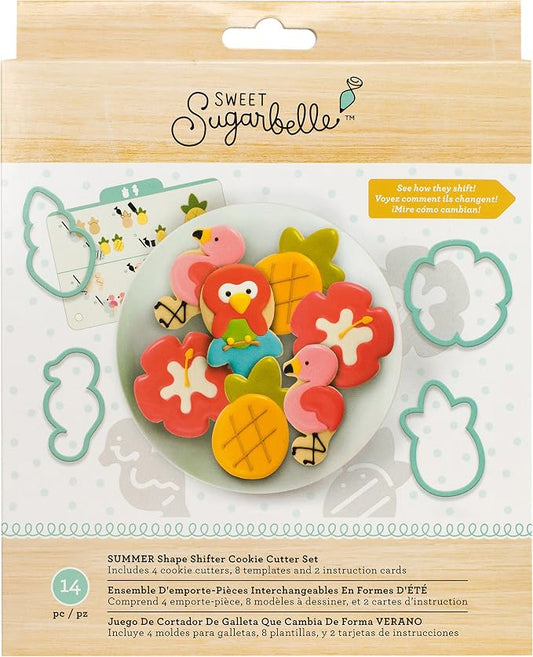 Sweet Sugarbelle Summer Cookie Cutter Shape Shifter Set by American Crafts | 14 piece | Set includes 4 cookie cutters, 8 templates, and 2 instruction cards