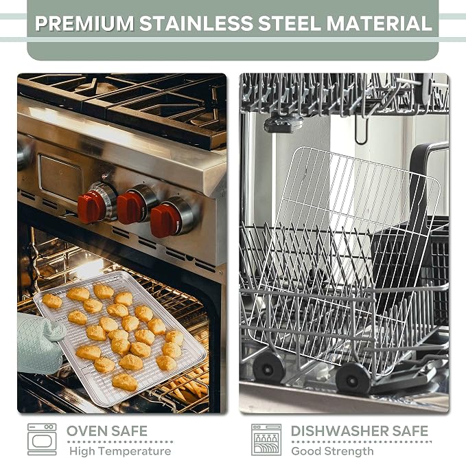 Herogo 2 Pack Cooling Rack, 9.6” x 7.4” Stainless Steel Baking Racks | Rust-resistant & Heavy-duty, Oven & Dishwasher Safe, Baking Cooking Wire Rack, for Cookie Bread Bacon