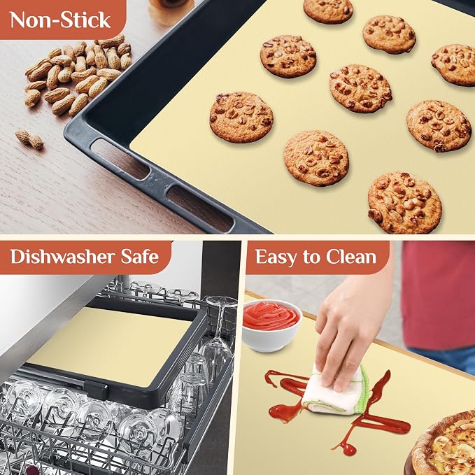 GTJ Silicone Baking Mat Roll, Reusable Baking Sheet Liners, 12 in x 10 ft | Free Cut to Size, Food-Grade, Non-Stick, Non-Slip, For Dough, Pastry, Air Fryer, Freeze Dryer, Oven Pan, Kitchen Counter
